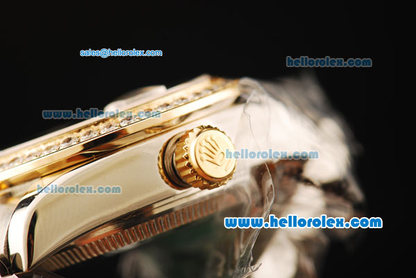 Rolex Datejust Automatic Movement ETA Coating Case with White Dial and Gold Roman Numerals -Two Tone Strap - Click Image to Close